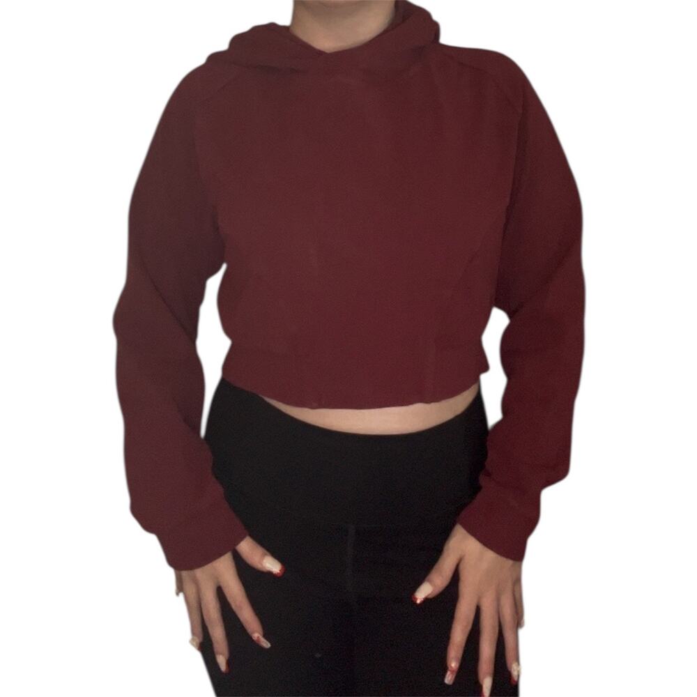 Alphalete Cropped Hoodie Burgundy Maroon Athleisure Gym Sweatshirt‎ Sz Medium